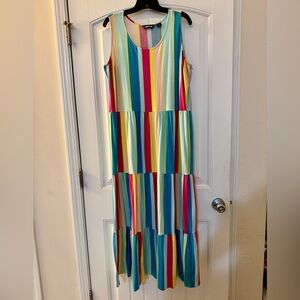 Lands' End Multicolor Striped Maxi Dress Size XL